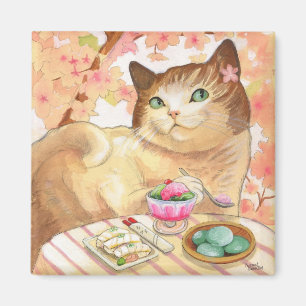 Íman Ímã da sobremesa do gato do sushi primeiro