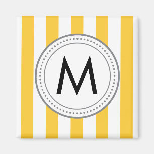 Íman Ímã das listras verticais do monograma - amarelo