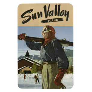 Íman Ímã das viagens vintage de Sun Valley, Idaho