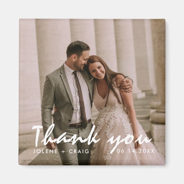 Íman Ímã de Agradecimento de Foto de Casamento (Frente)
