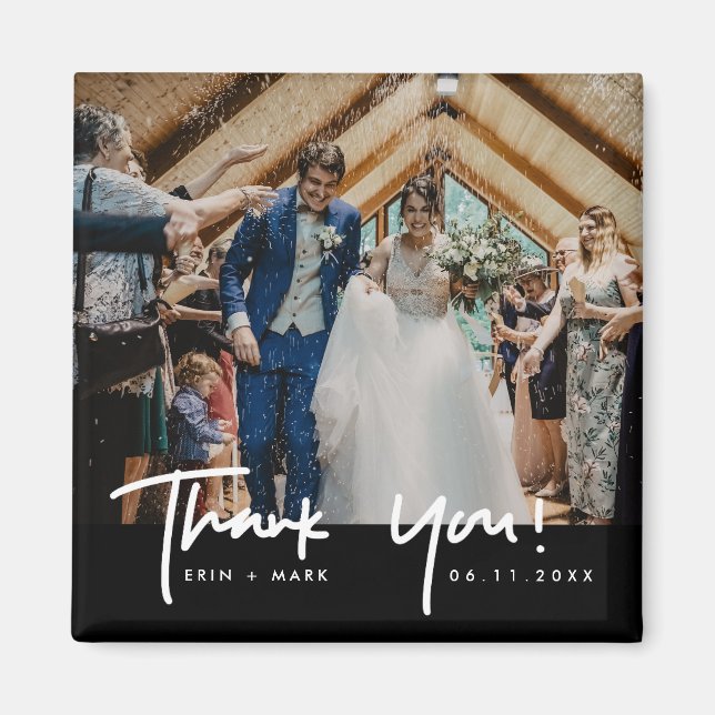 Íman Ímã de Agradecimento de Foto de Casamento (Frente)