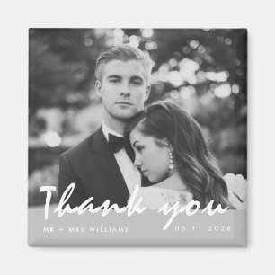 Íman Ímã de Agradecimento de Foto de Casamento Simples