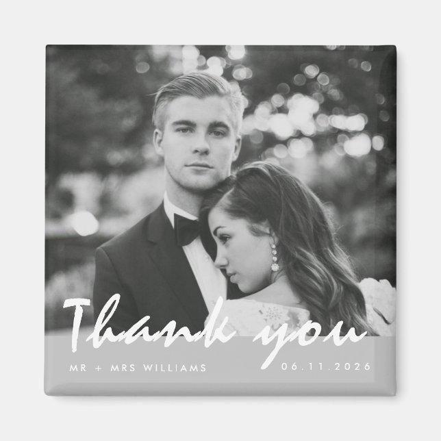 Íman Ímã de Agradecimento de Foto de Casamento Simples (Frente)