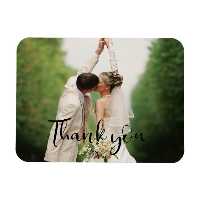 Íman Ímã de Agradecimento de Foto do Seu Casamento (Horizontal)