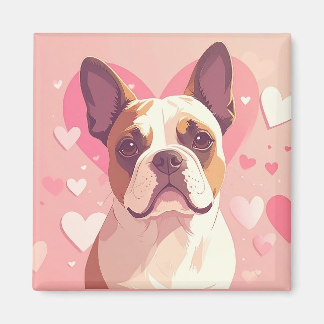 Íman Ímã de Amor de Bulldog Francês Fofo (Frente)