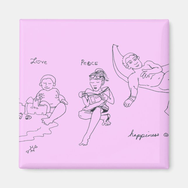 Íman Ímã de Amor, Paz, Felicidade (Rosa) (Frente)