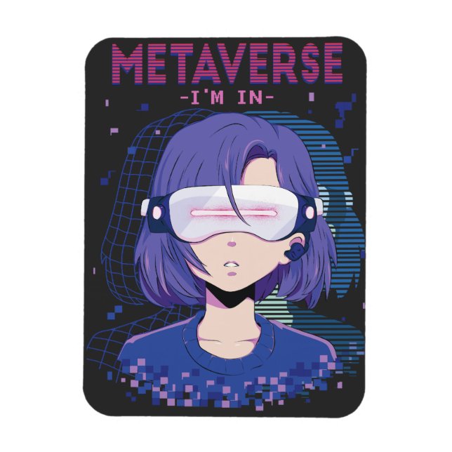 Íman Ímã de anime garota óculos de realidade virtual (Vertical)