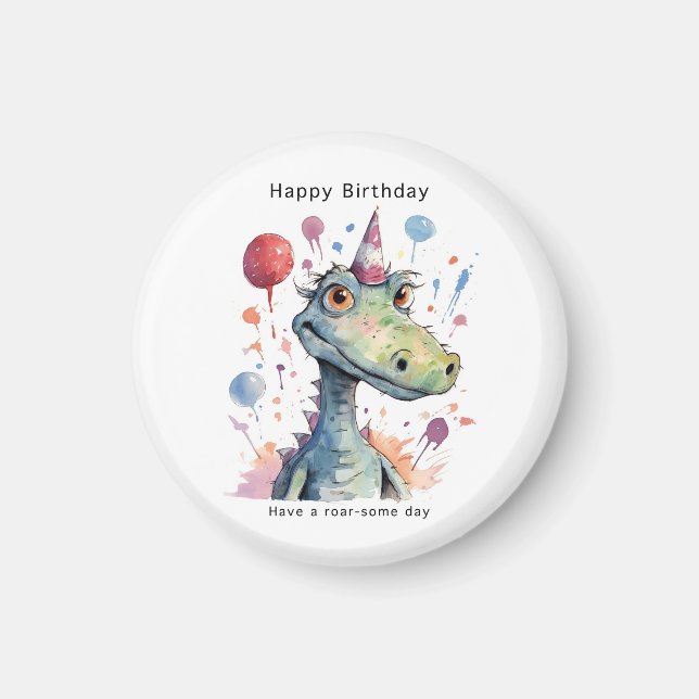 Íman Ímã de aniversário de dinossauro, aniversário roar (Frente)