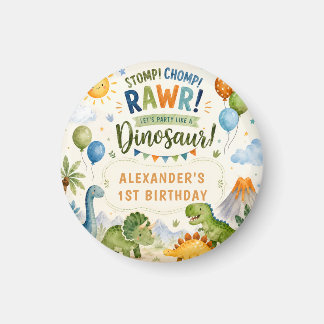 Íman Ímã de Aniversário de Dinossauro Fofo