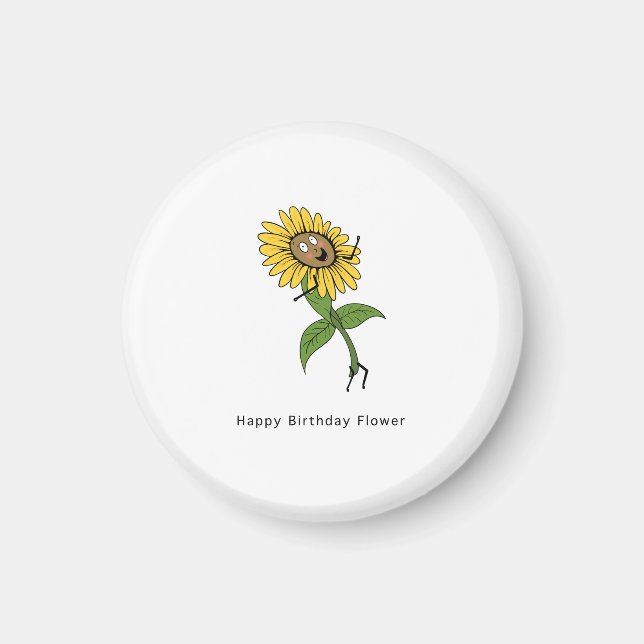 Íman Ímã de aniversário, ímã de flor de feliz aniversár (Frente)
