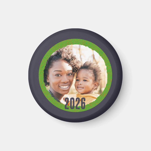 Íman Ímã de Ano Novo 2026 Adicionar Foto (Frente)