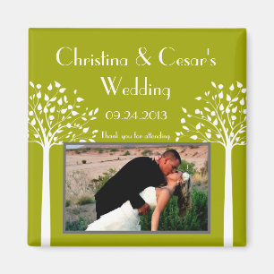 Íman Ímã de Anúncio 2"x2" Árvores Verdes Modernas branc