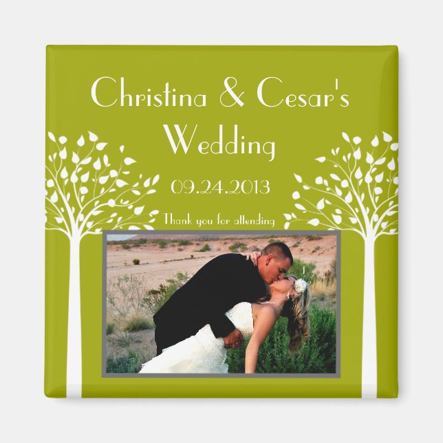 Íman Ímã de anúncio 2"x2" Árvores verdes modernas branc (Frente)