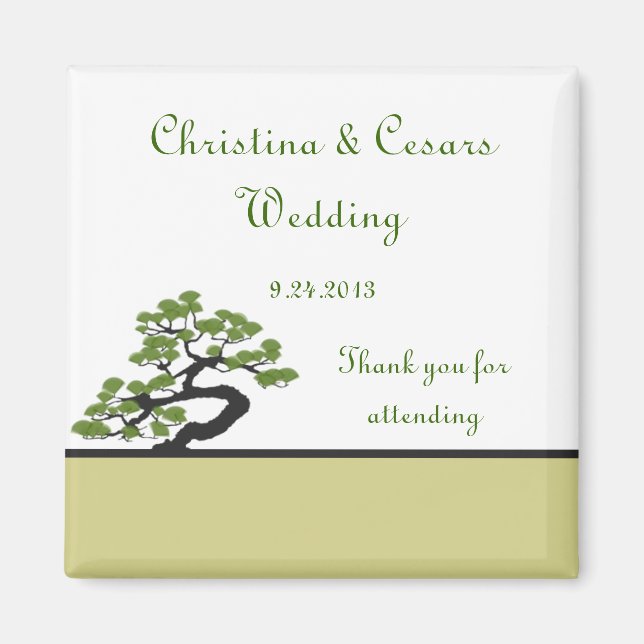 Íman Ímã de Anúncio 2"x2" Bonsai Japonês Verde Tr (Frente)