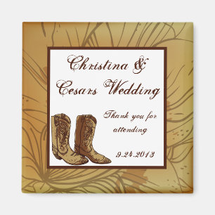 Íman Ímã de Anúncio 2"x2" Chapéu/Bota de Cowgirl Wester