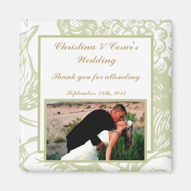 Íman Ímã de Anúncio 2"x2" Flor de Gerbera Verde (Frente)