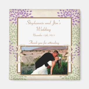 Íman Ímã de Anúncio 2"x2" Floral Roxo e Verde
