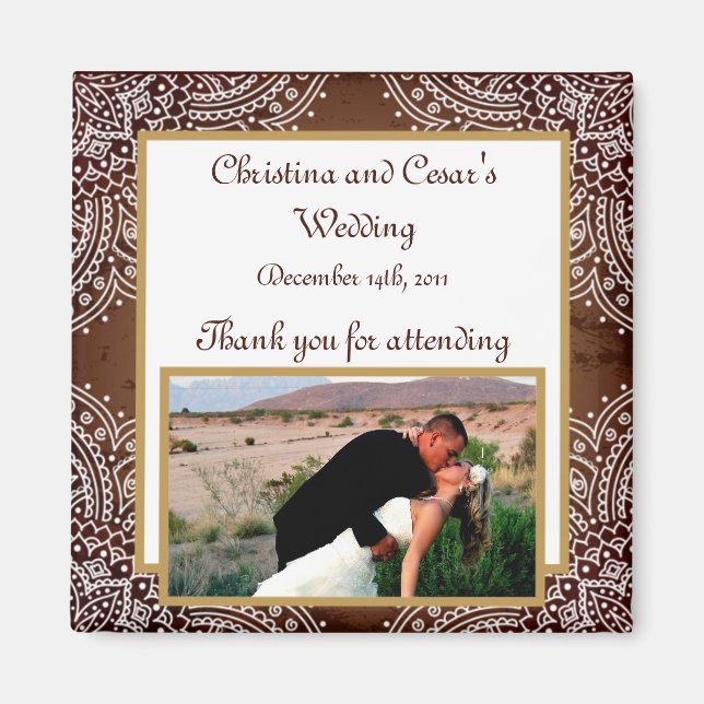 Íman Ímã de Anúncio 2"x2" Marrom Marroquino Fundo (Frente)