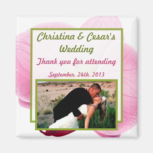 Íman Ímã de Anúncio 2"x2" Orquídea Rosa Haste Longa Fl (Frente)