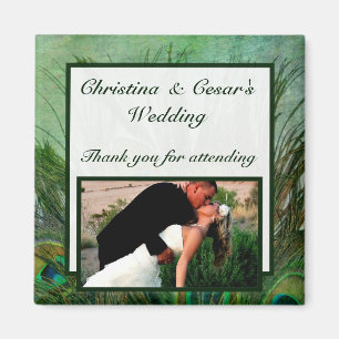 Íman Ímã de Anúncio 2"x2" Penas Verde Pavão