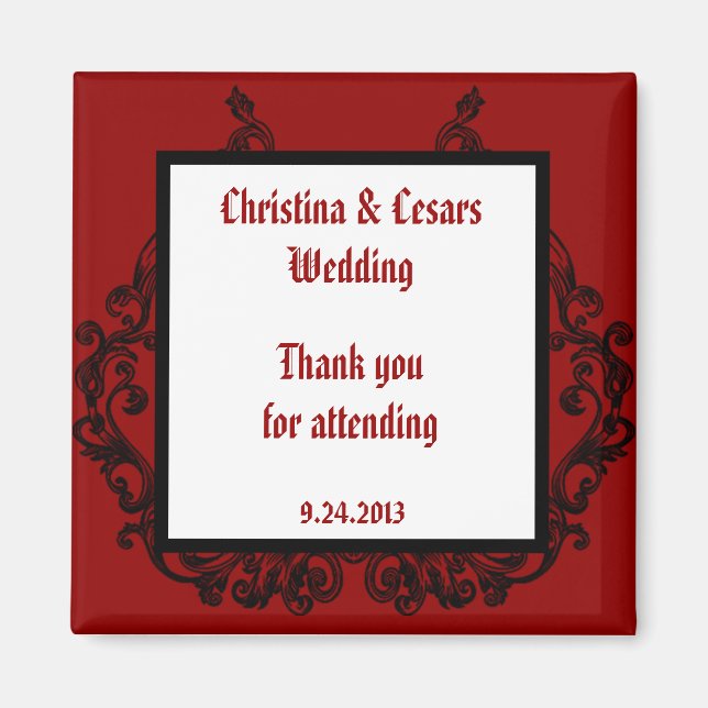 Íman Ímã de Anúncio 2"x2" Vermelho Escarlate Ornado (Frente)