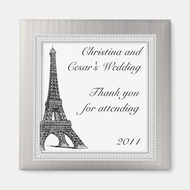 Íman Ímã de anúncio 2"x 2" Torre Eiffel Preta (Frente)
