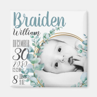 Íman Ímã de Anúncio de Nascimento de Bebê Personalizado