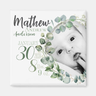 Íman Ímã de Anúncio de Nascimento de Bebê Personalizado
