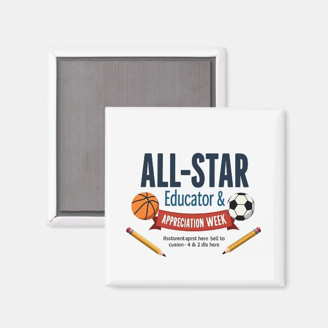 Íman Ímã de Apreciação para Educador All-Star (Front/Back)