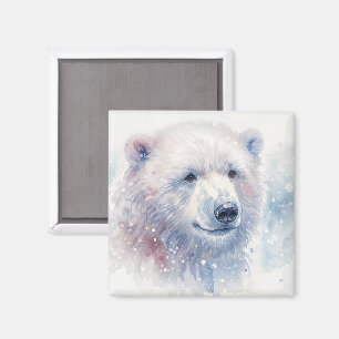 Íman Ímã de Aquarela de Urso Polar de Inverno