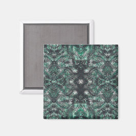 Íman Ímã de Arte Abstrata em Aquarela Verde Escuro Heig