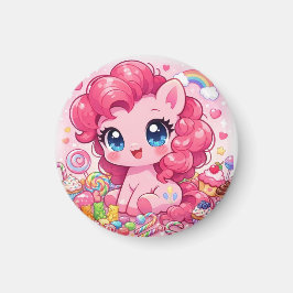 Íman Ímã de Arte Chibi de Pônei Rosa Kawaii