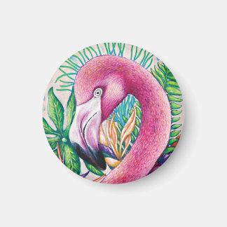 Íman Ímã de Arte Fina Única e Divertida de Flamingo