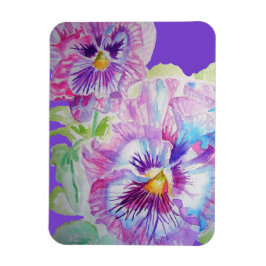 Íman Ímã de Arte Floral Violeta Pansy Aquarela