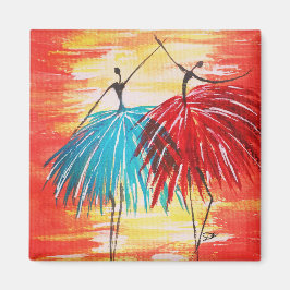 Íman Ímã de Arte Original Happy Dancers