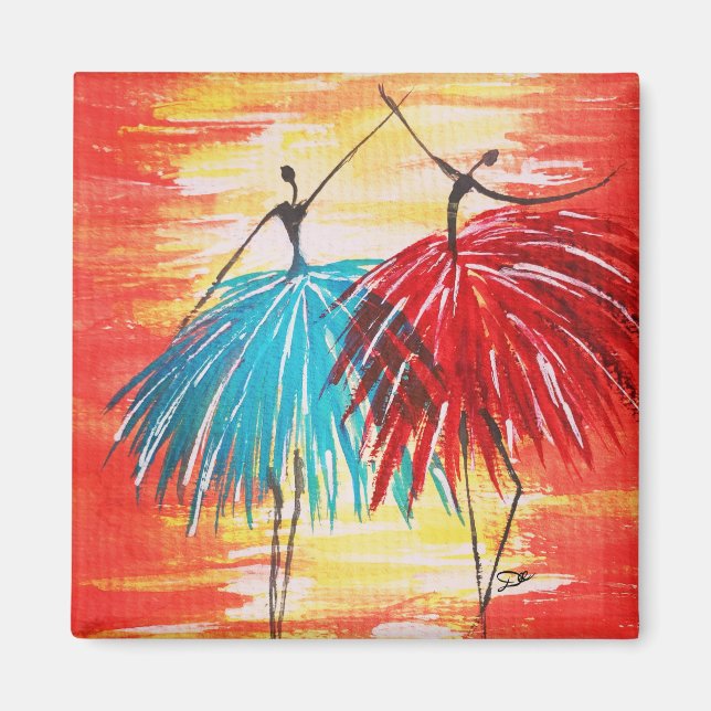 Íman Ímã de Arte Original Happy Dancers  (Frente)