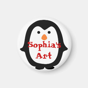 Íman Ímã de Arte Personalizada de Pinguim para Crianças