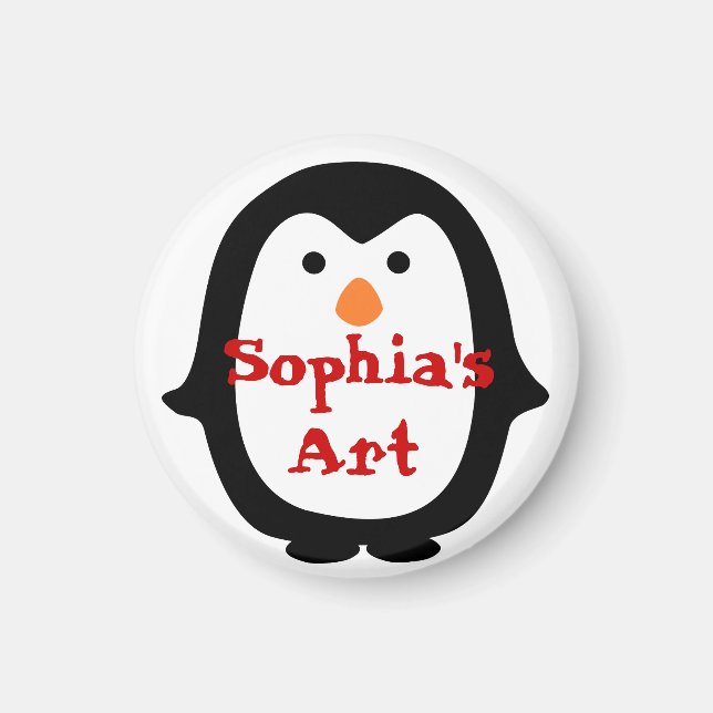 Íman Ímã de Arte Personalizada de Pinguim para Crianças (Frente)