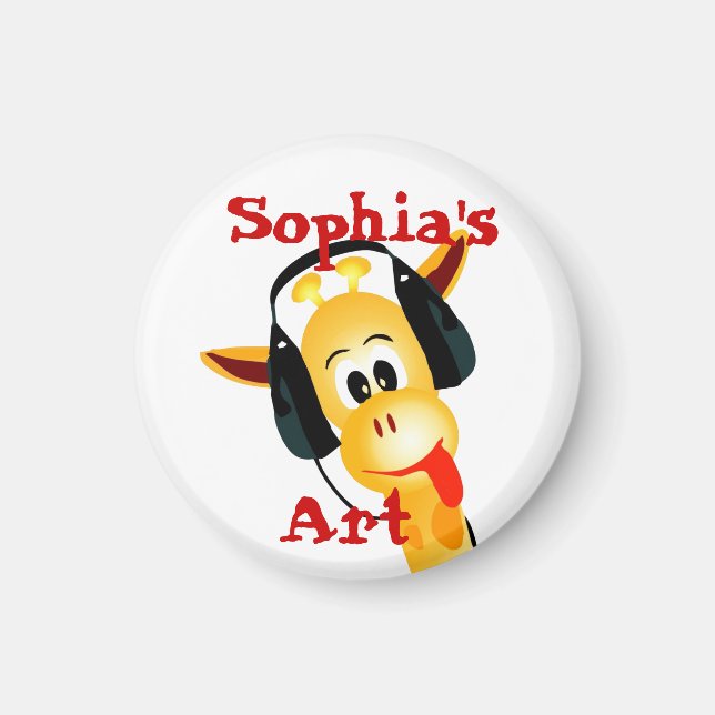 Íman Ímã de Arte Personalizado de Girafa para Crianças (Frente)