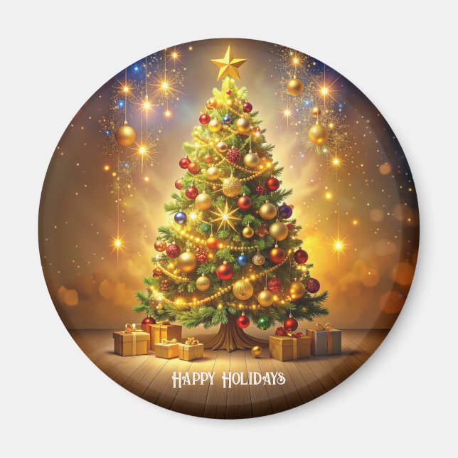 Íman Ímã de Árvore de Natal Decorada (Frente)