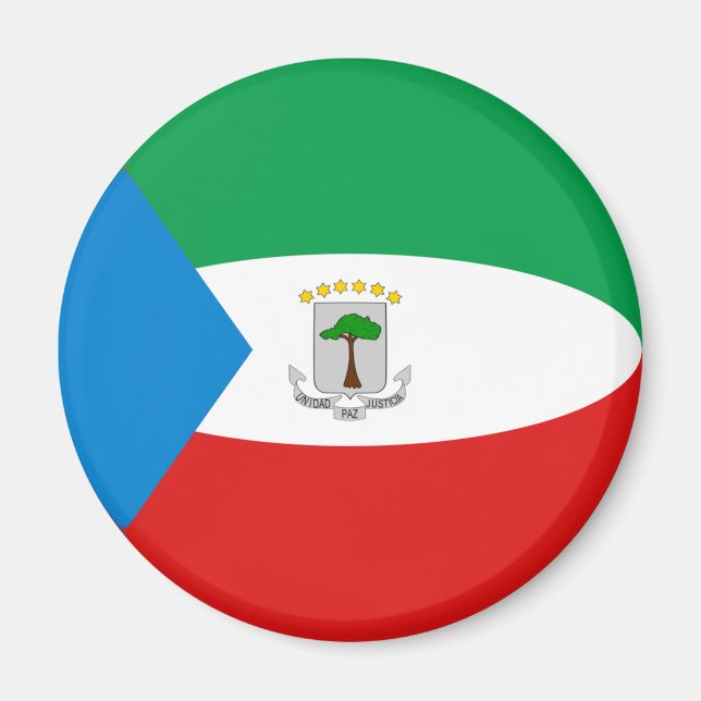 Íman Ímã de Bandeira Fisheye da Guiné Equatorial (Frente)