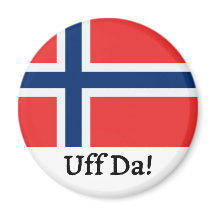 Ímã de bandeira norueguesa Uff Da