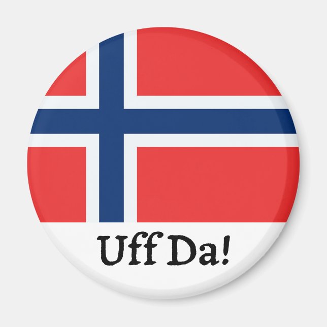 Íman Ímã de bandeira norueguesa Uff Da (Frente)