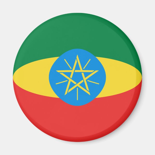 Íman Ímã de Bandeira Olho de Peixe da Etiópia (Frente)