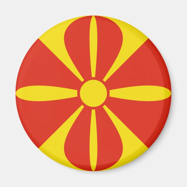 Íman Ímã de Bandeira Olho de Peixe da Macedônia do Nort (Frente)