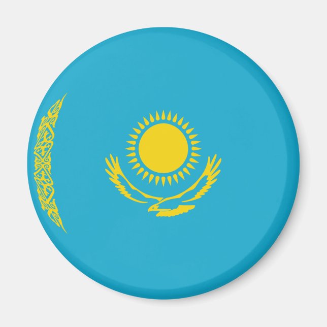 Íman Ímã de Bandeira Olho de Peixe do Cazaquistão (Frente)