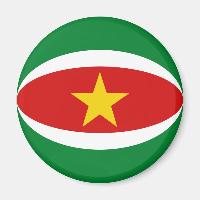 Íman Ímã de Bandeira Olho de Peixe do Suriname (Frente)