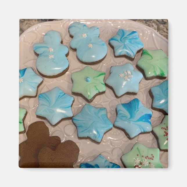 Íman Ímã de Biscoitos de Natal com Glacê Real Brilhante (Frente)