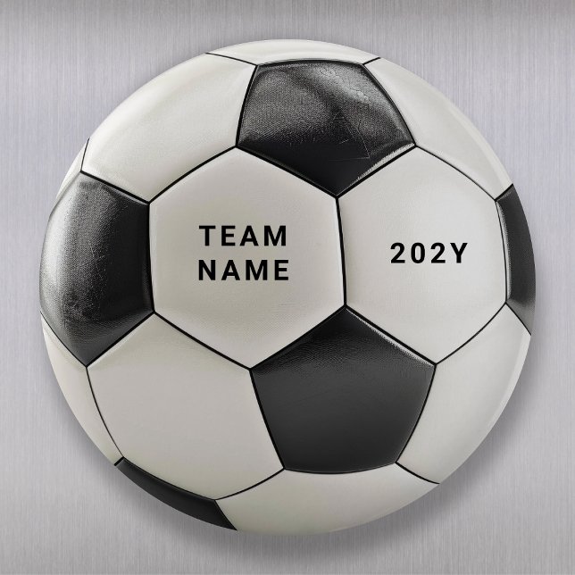 Íman Ímã de Bola de Futebol | Nome do Time Personalizad (Soccer ball design, perfect for football fans, team celebrations, birthdays & sports-themed parties!)