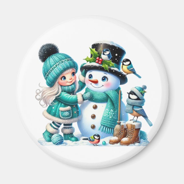 Íman Ímã de Boneco de Neve (Frente)